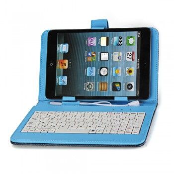Capa para tablet na cor azul com bluetooth e wireless.